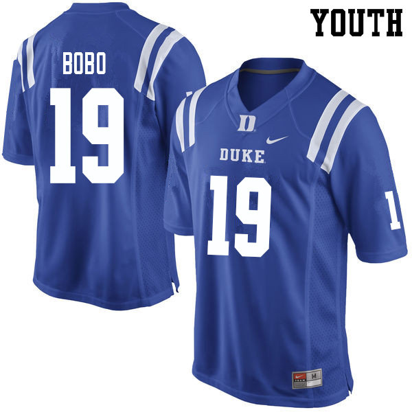 Youth #19 Jake Bobo Duke Blue Devils College Football Jerseys Sale-Blue